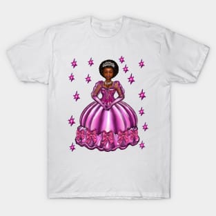 Princess -  Black Afro Princess in purple with stars  vi ! beautiful  black girl with Afro hair, brown eyes and dark brown skin. Hair love ! T-Shirt